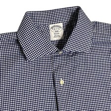 Brooks Brothers Regent Shirt Mens XL 16-2/3 Blue/White Check 1818 Cotton Dress