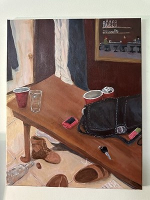 Realism Acrylic Painting Table Clutter Shoes