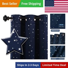 Kids Blackout Curtains for Boys Bedroom, Star Thermal Insulated Drapes, 40x63