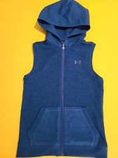 Under Armour Boys Hooded Vest Medium Blue Coldgear
