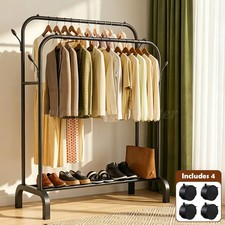 Heavy Duty Clothing Garment Rack Rolling Clothes Organizer Double Rails Hanging