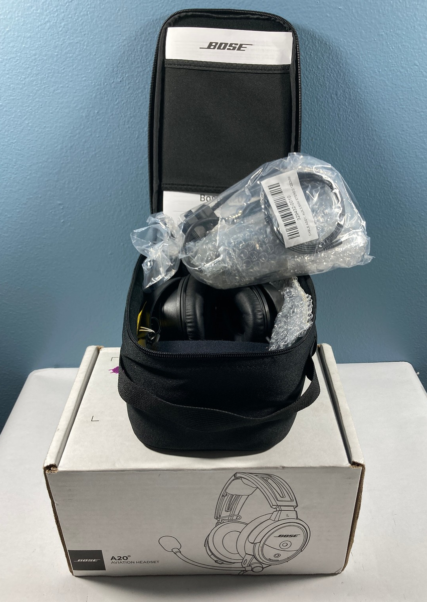 Bose A20 Aviation Headset with Helicopter u174 Plug and Soft Case