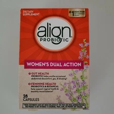 Align Women’s Dual Action Probiotic & Botanical Supplement 28 Ct Exp 08/2026+