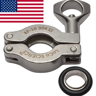 KF-16 NW-16 STAINLESS Steel Vacuum Clamp & SS Viton Centering Ring LoCO Science!