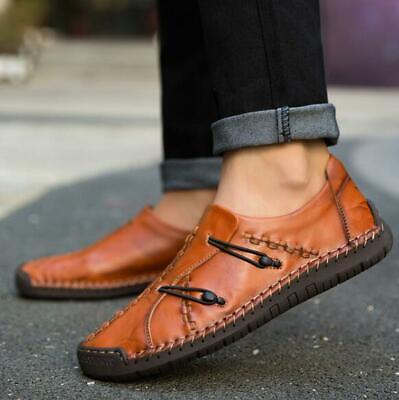 Mens Slip-On Casual Lightweight Loafer Soft PU Leather Driving Flat Solid Shoes