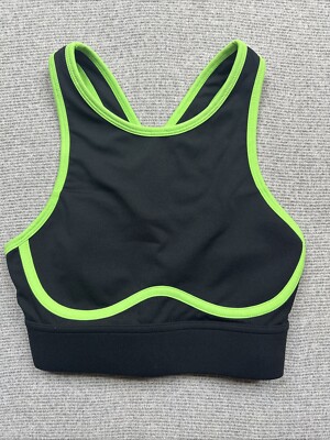 Fabletics Blare Cross Back Medium Impact Sports Bra Black/line Green New. (Bin#k