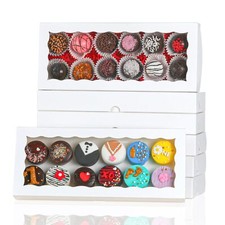 50pcs 12x5x1.5Inches White Bakery Boxes with Window Cookies Boxes Chocolate T...