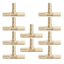 10PCS - 3/8 HOSE BARB TEE Brass Pipe 3 WAY T Fitting Thread Gas Fuel Water Air-