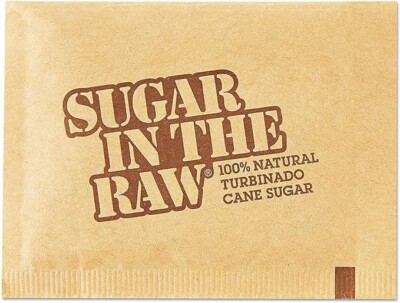 Sugar Packets, Raw Sugar, 0.18 oz Packets, 500 per Carton