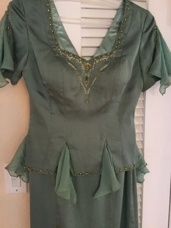  Alyce Designs Formal Social Cóctel Fiesta MOB Vestido Largo Verde azulado Talla 6/8 Foto 2 de 4