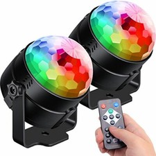  2-Pack Sound Activated Party Lights with Remote Control Dj Lighting, RGB Disc