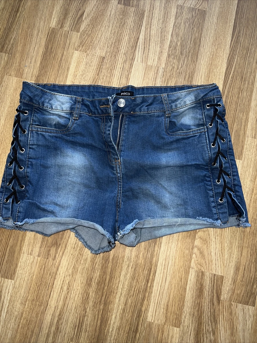 Ladies pep Co mock side tie denim shorts size 16