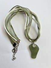 Tasmanian Sea Glass Pendant With Sterling Silver And Cord Necklace