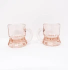 Lot of 2 Pink Federal Depression Glass Vintage Mini Shot Glass Toothpick Holders