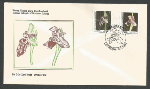 Türkische Nordzypern Briefmarken TRNC SG 304-05 1991 Orchideen Blumen - Offiziell FDC - Bild 1 von 1
