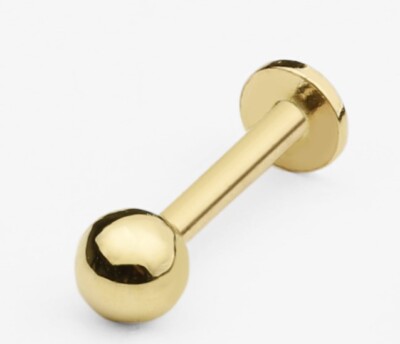 14K massives Gold Kugel Innengewinde Labret Ohrstecker, Stärke 18