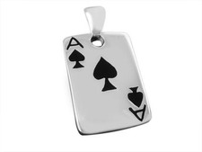 925 Sterling Silver Ace of Spades Casino Las Vegas Card Game Lucky Charm Pendant