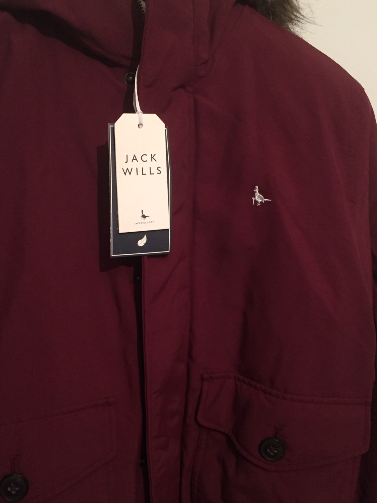 Jack Wills Pateley Down Bomber Jacket Coat Damson Red Size XS Bnwt image 2