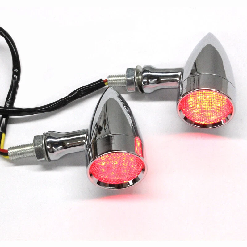 Para Harley Super Glide Red Motorcycle Bullet LED Brake Running Turn Signal Light Foto 3 de 4