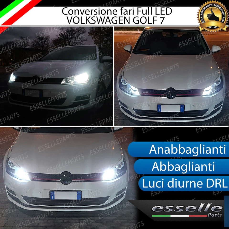 CONVERSIONE FARI FULL LED VW GOLF 7 CANBUS 6000K ANABBAGLIANTI ABBAGLIANTI DRL