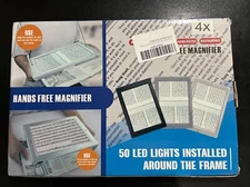 4X Large Hands-free Magnifier Magnifying Glass Loupe w/12 LEDs
