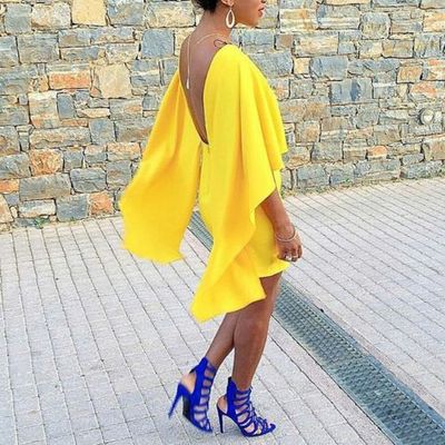 ZARA YELLOW BATWING LAYERED DRESS FLOWING WEDDING