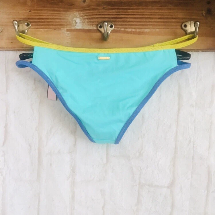 Nuevo con etiquetas Victoria’s Secret Swim M verde azulado liso con tiras descarado mediano M parte inferior de bikini M Foto 2 de 3