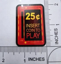 Retro 80s Arcade 25 cent Insert Coin Slot Vinyl Decal Sticker 2"x1.4" Mancave