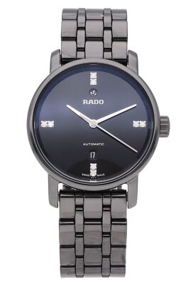 Rado DiaMaster Auto 33mm Ceramic Black Diamond Dial Ladies Watch R14043717