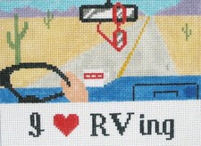 I Love RVing Hand Painted Needlepoint Canvas
