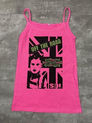 vintage SEXY DYNAMITE LONDON SDL tank top shirt neon pink