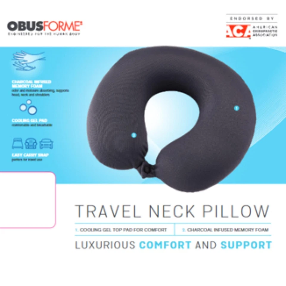 Almohada de viaje para el cuello con infusión de carbón ObusForme cojín de soporte ergonómico - negro Foto 2 de 2
