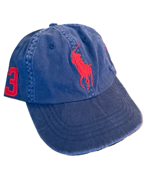 NUOVO POLO RALPH LAUREN Cappello Uomo Vintage Lavato BIG PONY Navy Rosso