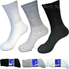 3 Pairs Mens Diabetic Crew Socks Health Calf Circulatory Comfort Loose Fit Top