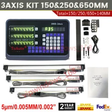 3Axis Digital Readout DRO Display & 3pc Linear Glass Scale 150&250&650mm TTL Kit