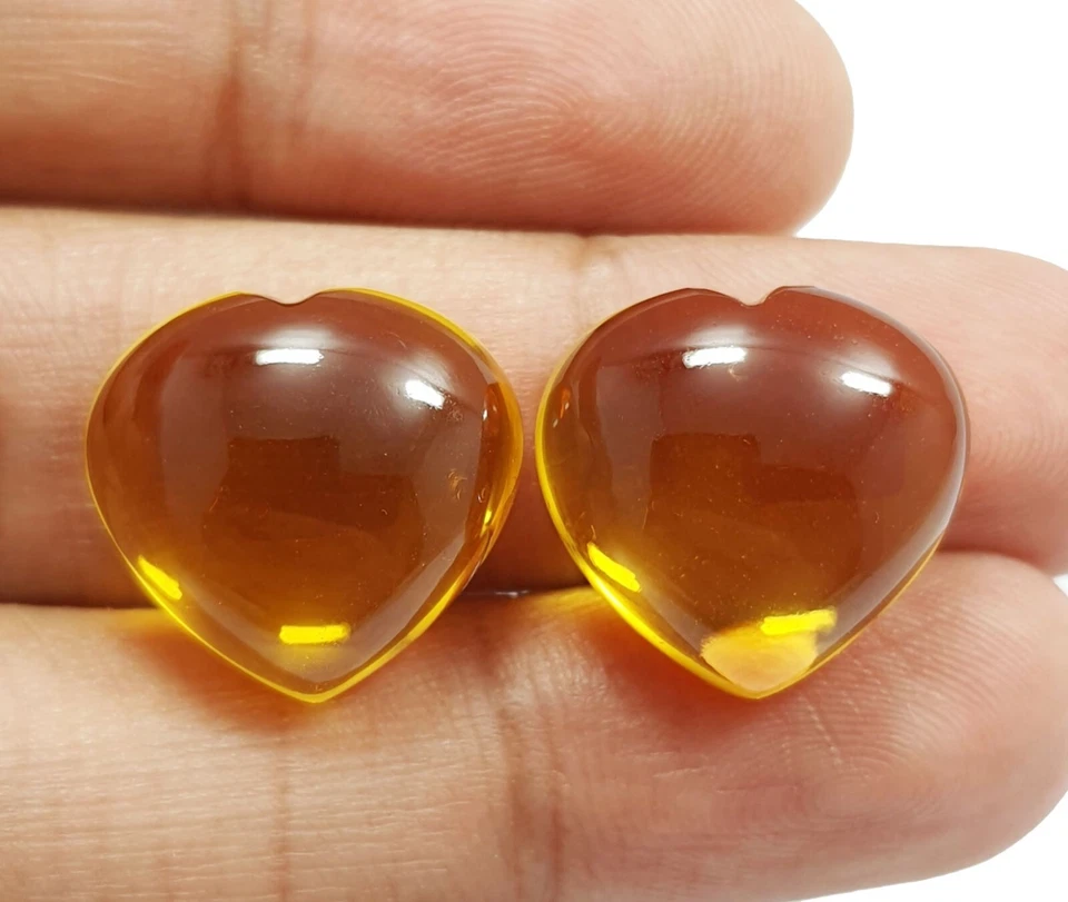 38.10 Ct Gorgeous Yellow Citrine Heart Shape Matching Pair Loose Gems 17x18 MM - Image 2 of 4