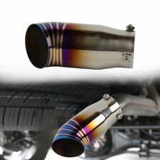 Jdm Titanium Burnt Blue Tip Stainless Exhaust Muffler 2.5 Inlet - 3 Outlet