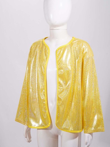 Kids Girls Shrug Long Sleeve Outerwear Sparkle Cardigan Glittery Costume Dance - Picture 50 of 91