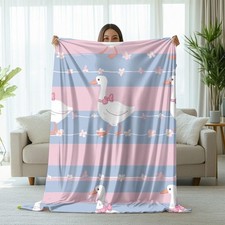 Silly Goose Plush Blanket Pink Purple Cute Decor
