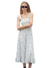 NWT Zara Josefine Smocked Floral Midi Sundress Square Neck Strappy Size Medium