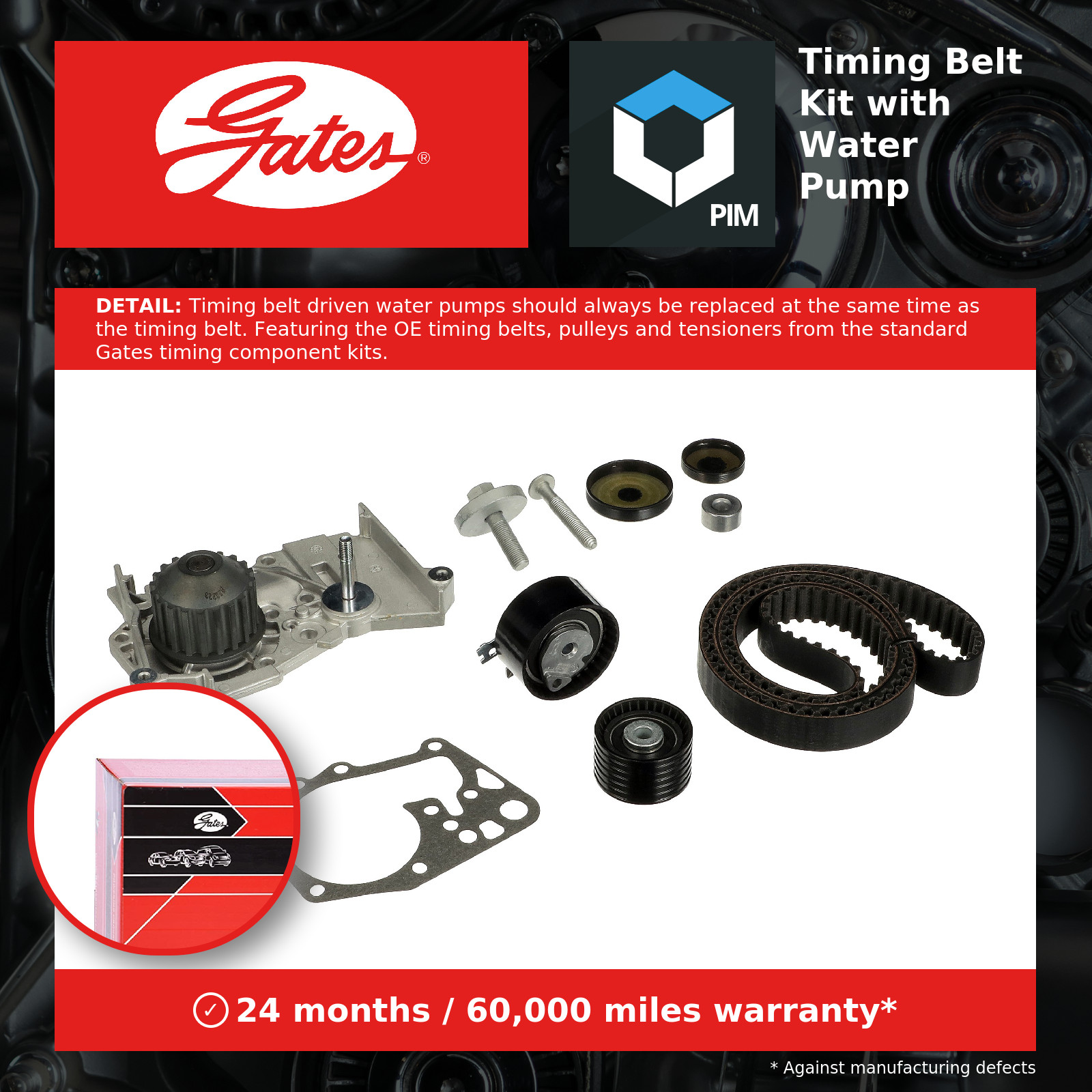 Timing Belt & Water Pump Kit fits RENAULT KANGOO 1.6 2001 on Set Gates Quality - Image 11