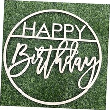 Wooden Happy Birthday Sign for Backdrop, Circle Vintage Rustic Happy Birthday