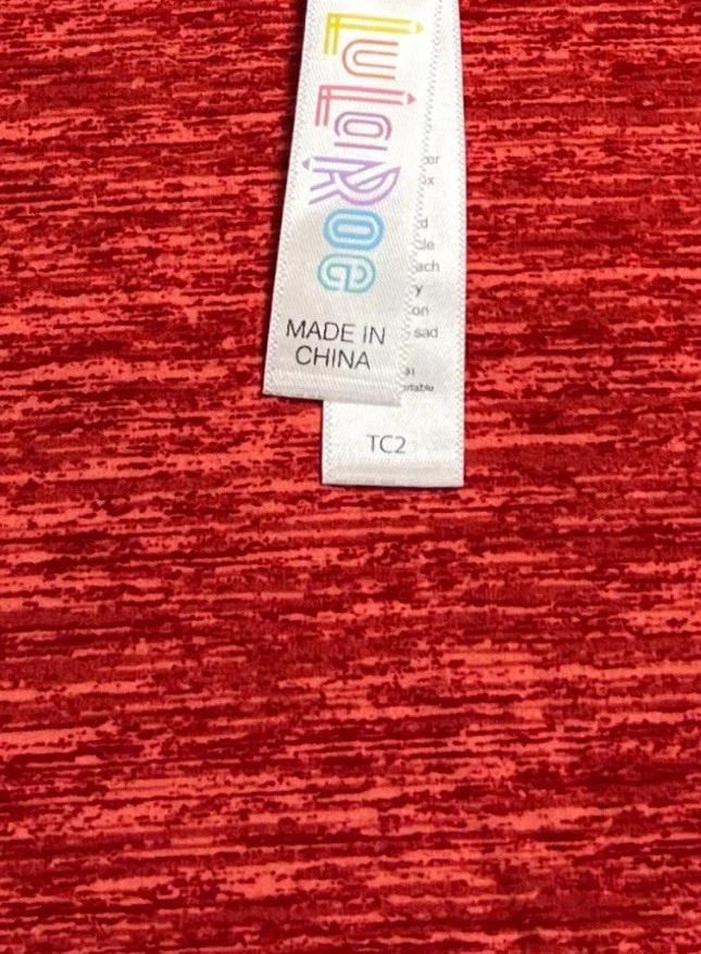 LuLaRoe Leggings TC2 Tall Curvy 2 RED PINK Line Knit Linen Fleck STRETCH Pants - Image 4 of 4