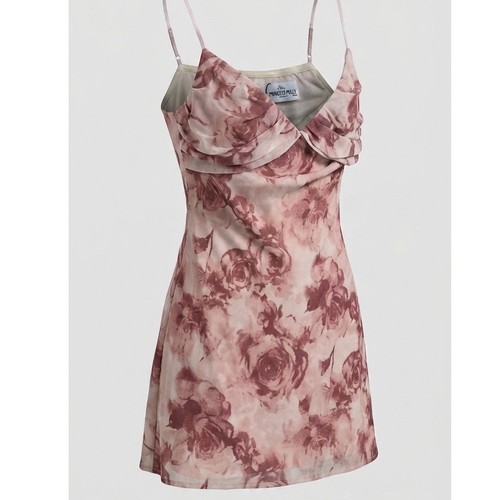 Princess Polly Irena Strapless Mini Dress Rose Floral Petite Pink US 2 1264993