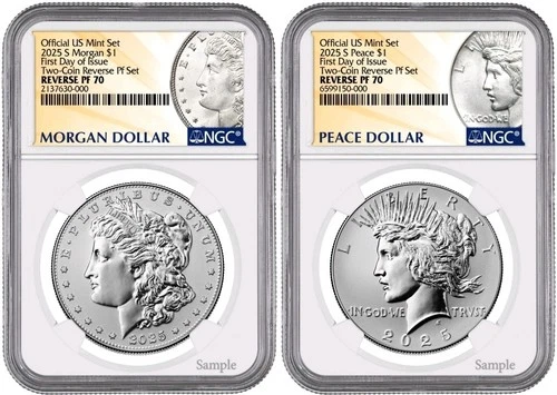 2025 S REVERSE PROOF SILVER PEACE MORGAN DOLLAR NGC PF70 FIRST DAY , FDI Presale