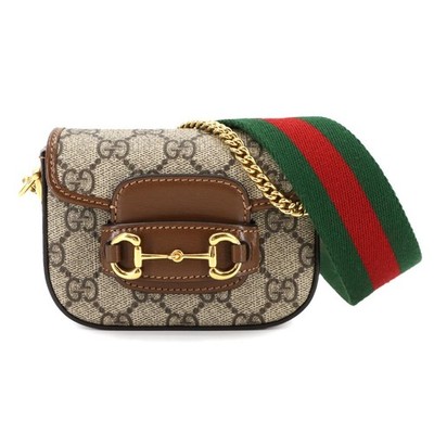 GUCCI Horsebit 1955 Mini Chain Hand Shoulder Bag GG Supreme Canvas 90281952