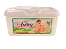 Vintage H.E.B. Baby Wipes Rare Empty Plastic Container Has Wear - Works 80 Ct