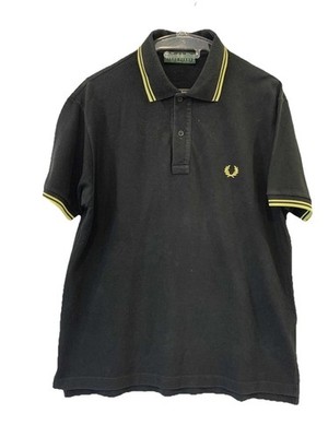 Fred Perry Twin Tipped Polo Shirt Black Yellow Trim Size 38