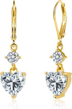 925 Sterling Silver Heart Dangle Earrings for Women, Silver Dangling Drop Halo H