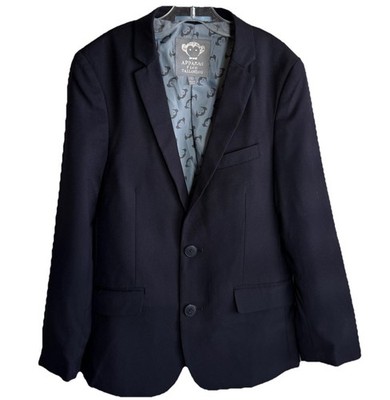 Appaman Fine Tailoring Boys Navy Blue Blazer Jacket Size 12 Monkey Logo Lining